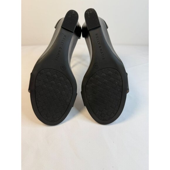 Kelly & Katie Himesta Women's Size 7WW Black Wedge Sandal Casual Minimalist - Picture 10 of 13